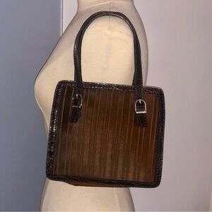 Authentic Trussardi Brown Sheared Hide Handbag